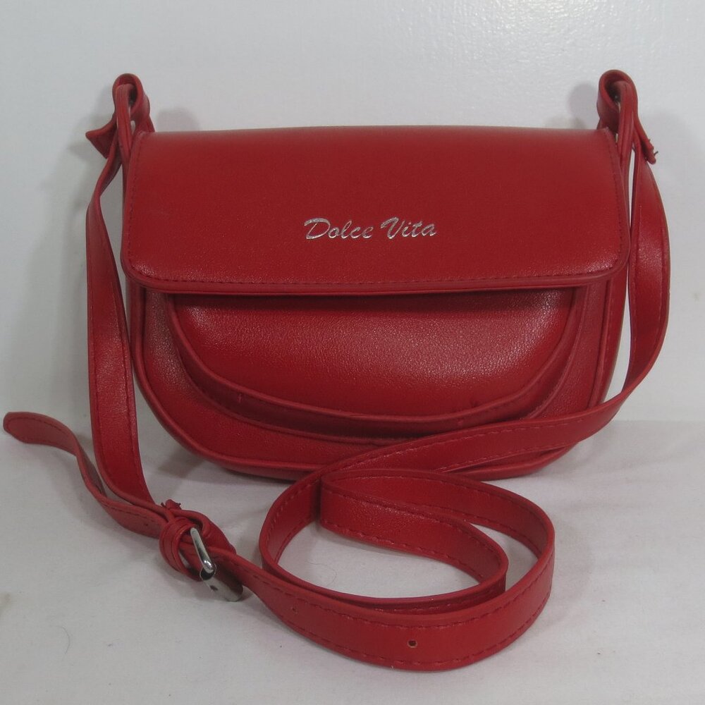 NEW Dolce Vita Bag Cherry Red Mini Shoulder Vegan Leather Adjustable Strap Purse
